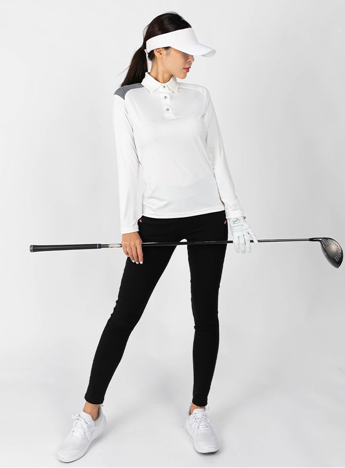 골프 어깨 포인트 카라 긴팔 티셔츠